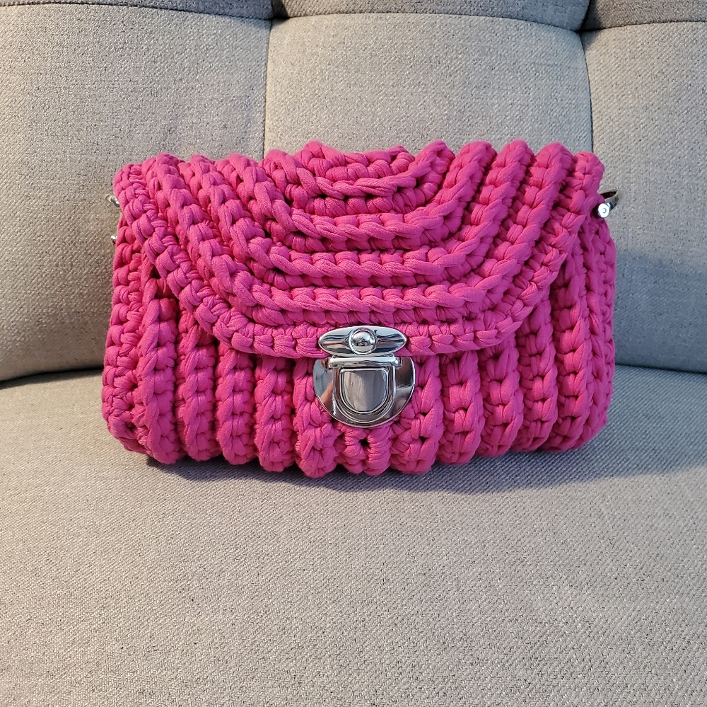 Pink Knit Women's Bag